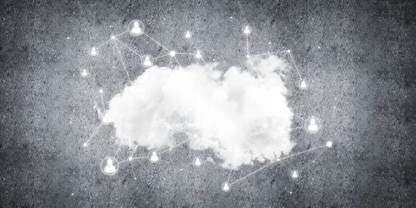 Immagine Sfondo Con Concetto Connessione Cloud Computing Muro Cemento — Foto Stock