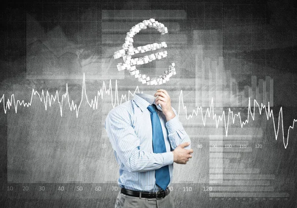 Faceless Businessman Euro Sign Instead Head — Stock Photo, Image