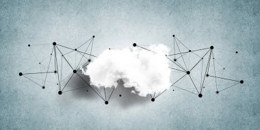 Beton duvarda bulut hesaplama bağlantısı olan arkaplan resmi