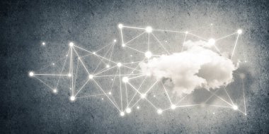 Beton duvarda bulut hesaplama bağlantısı olan arkaplan resmi