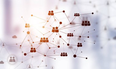 Sosyal iletişim konsepti olarak noktalarla bağlantılı doğrular