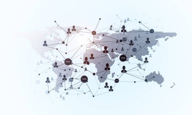 Arka plan resmi sosyal bağlantı ve beyaz duvar üzerinde ağ kavramı ile