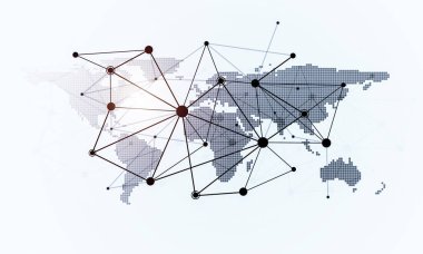 Arka plan resmi sosyal bağlantı ve beyaz duvar üzerinde ağ kavramı ile