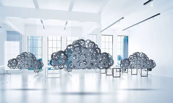 Cloud Computing Und Vernetzung Wie Zahnräder Und Zahnräder Darstellung — Stockfoto