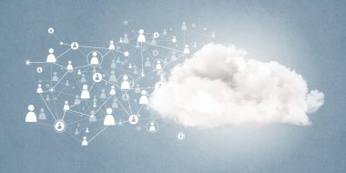 Arka plan görüntüsü ile sosyal bağlantı ve ağ kavramı mavi duvar