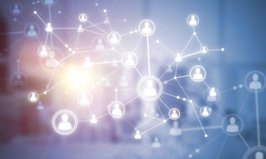 Sosyal iletişim konsepti olarak noktalarla bağlantılı doğrular