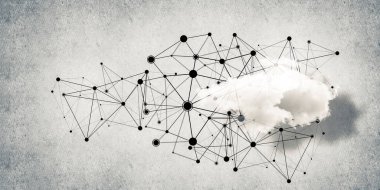 Beton duvarda bulut hesaplama bağlantısı olan arkaplan resmi