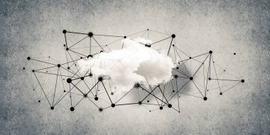 Beton duvarda bulut hesaplama bağlantısı olan arkaplan resmi