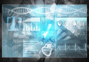 Medya tıp arka plan görüntüsü olarak Dna araştırma kavramı. 3D render
