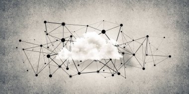 Beton duvarda bulut hesaplama bağlantısı olan arkaplan resmi