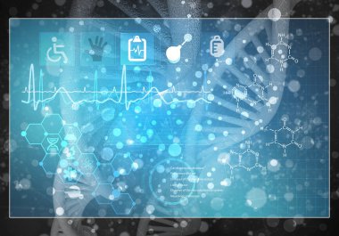 Medya tıp arka plan görüntüsü olarak Dna araştırma kavramı. 3D render