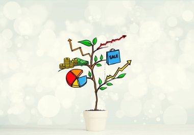 Büyüyen ağaç tarafından sunulan başarılı iş planı ve stratejisi kavramı