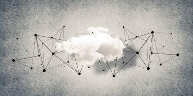 Beton duvarda bulut hesaplama bağlantısı olan arkaplan resmi