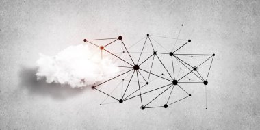 Beton duvarda bulut hesaplama bağlantısı olan arkaplan resmi