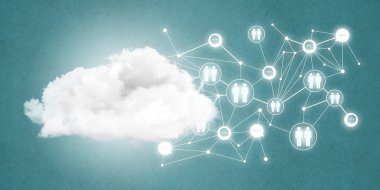 Arka plan görüntüsü ile sosyal bağlantı ve ağ kavramı mavi duvar