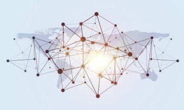 Arka plan resmi sosyal bağlantı ve beyaz duvar üzerinde ağ kavramı ile