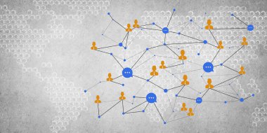 Beton duvarda sosyal bağlantı ve ağ konsepti olan arkaplan resmi