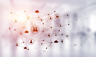 Sosyal iletişim konsepti olarak noktalarla bağlantılı doğrular