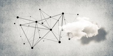 Beton duvarda bulut hesaplama bağlantısı olan arkaplan resmi