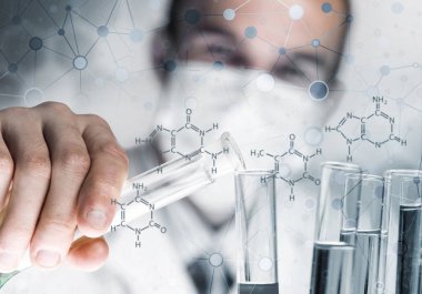 DNA molekül yapısı üzerine araştırma yapan yakışıklı bilim adamı.