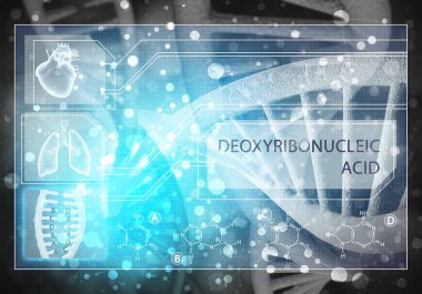 Medya tıp arka plan görüntüsü olarak Dna araştırma kavramı. 3D render