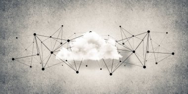 Beton duvarda bulut hesaplama bağlantısı olan arkaplan resmi