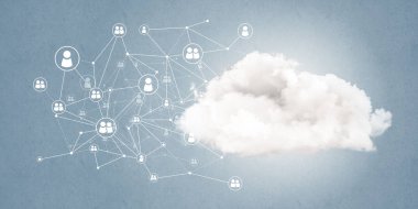 Arka plan görüntüsü ile sosyal bağlantı ve ağ kavramı mavi duvar