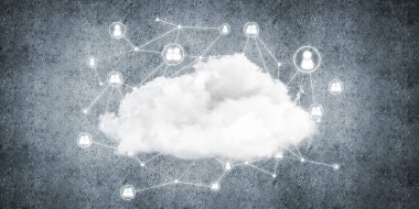 Beton duvarda bulut hesaplama bağlantısı olan arkaplan resmi