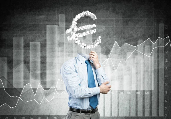 Faceless Businessman Euro Sign Instead Head — Stock Photo, Image