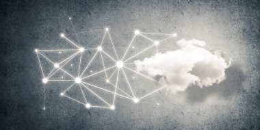 Beton duvarda bulut hesaplama bağlantısı olan arkaplan resmi