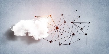 Beton duvarda bulut hesaplama bağlantısı olan arkaplan resmi