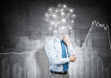 Kafa yerine sosyal ağ kavramına sahip kafasız iş adamı