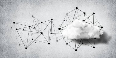 Beton duvarda bulut hesaplama bağlantısı olan arkaplan resmi