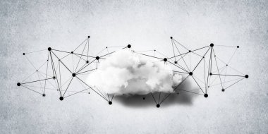 Beton duvarda bulut hesaplama bağlantısı olan arkaplan resmi