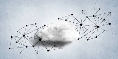 Beton duvarda bulut hesaplama bağlantısı olan arkaplan resmi