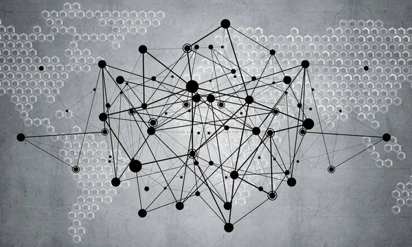 Фон Изображения Социальной Связью Сетевой Концепцией Бетонной Стене — стоковое фото