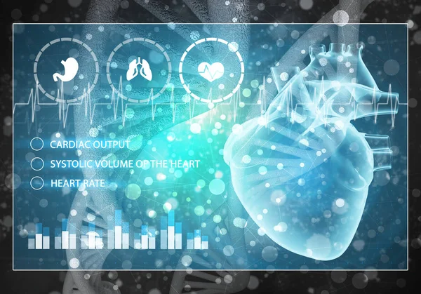 Imagem Fundo Medicina Mídia Como Conceito Pesquisa Dna Renderização — Fotografia de Stock