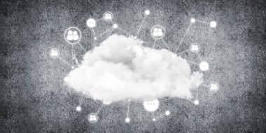 Beton duvarda bulut hesaplama bağlantısı olan arkaplan resmi