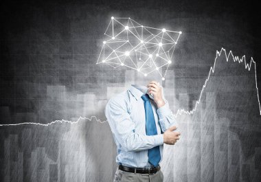 Kafa yerine sosyal ağ kavramına sahip kafasız iş adamı