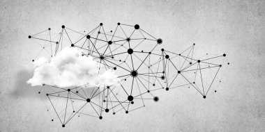 Beton duvarda bulut hesaplama bağlantısı olan arkaplan resmi