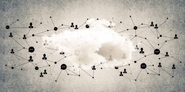 Beton duvarda bulut hesaplama bağlantısı olan arkaplan resmi