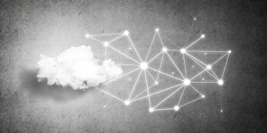Beton duvarda bulut hesaplama bağlantısı olan arkaplan resmi