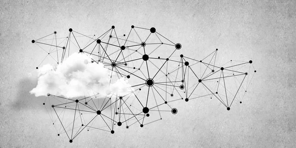 Beton duvarda bulut hesaplama bağlantısı olan arkaplan resmi