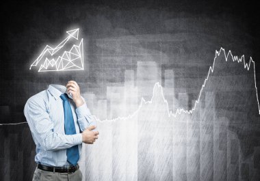 Baş yerine grafiği olan meçhul, dalgın bir işadamı.