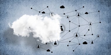 Beton duvarda bulut hesaplama bağlantısı olan arkaplan resmi