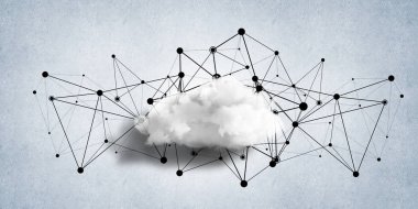 Beton duvarda bulut hesaplama bağlantısı olan arkaplan resmi