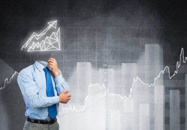 Baş yerine grafiği olan meçhul, dalgın bir işadamı.