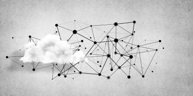 Beton duvarda bulut hesaplama bağlantısı olan arkaplan resmi