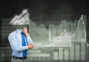 Baş yerine grafiği olan meçhul, dalgın bir işadamı.