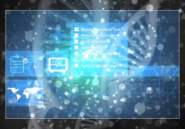 Medya tıp arka plan görüntüsü olarak Dna araştırma kavramı. 3D render